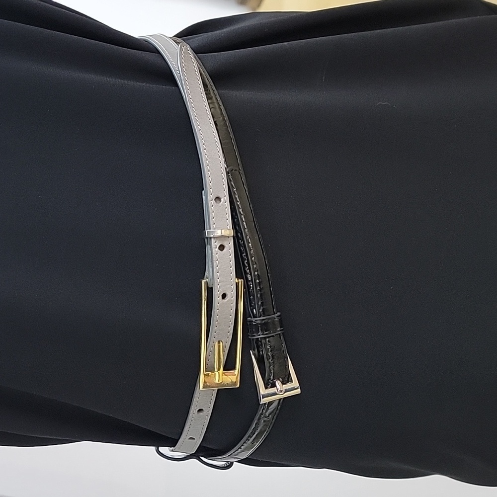 Set of 2 Peter Som Grey and Black Adjustable Belts